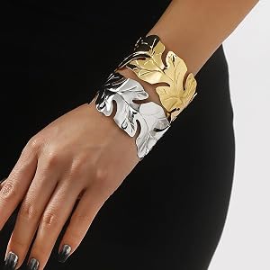 Botanical Leaf Motif Silhouette Bangle - Modern Luxury
