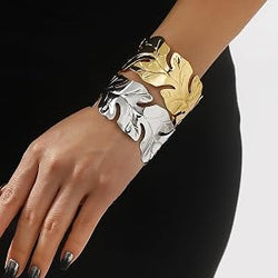 Botanical Leaf Motif Silhouette Bangle - Modern Luxury
